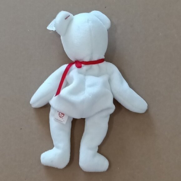 Beanie Baby Valentino white teddy bear with red heart LIKE NEW - Picture 5 of 12